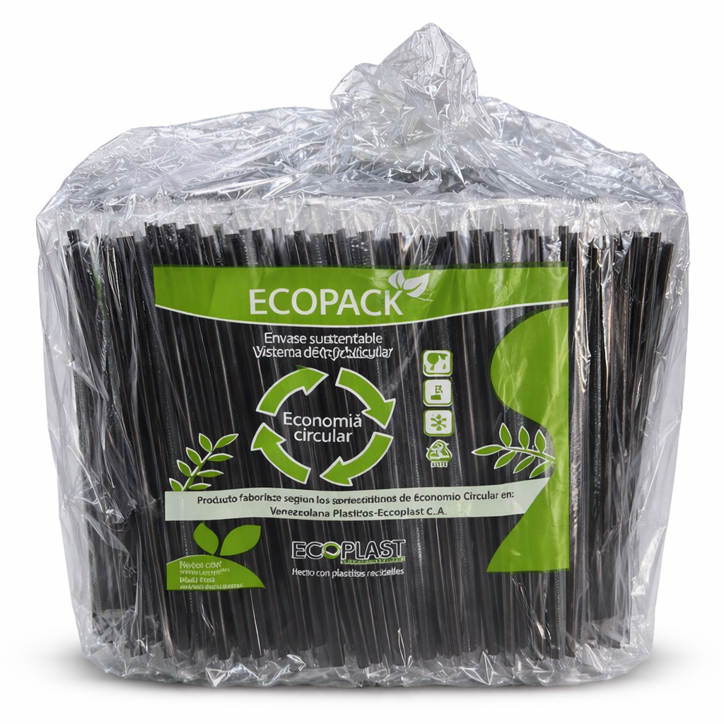 Pitillo Frappe Envuelto Negro Paq x 120 unds ECOPACK