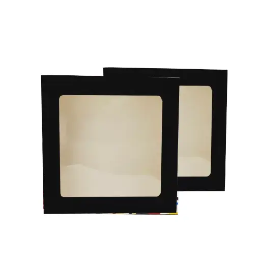 [CAJ-ACE-CAR-BASE2] Caja de Acetato Cuadrada Negra 35x35x10 Und para Torta