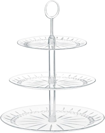 [EXH-DUL-PAR-BASE1] Exhibidor para Dulces de Tres Niveles Transparente Und PARTY CITY