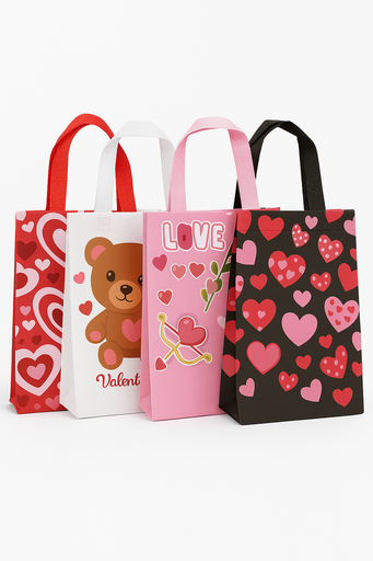 Bolsa de Tela Diseño de Corazones Variados Und