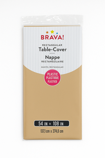 Mantel de Plastico Rectangular 54x108" Paq x 2 Unds BRAVA!