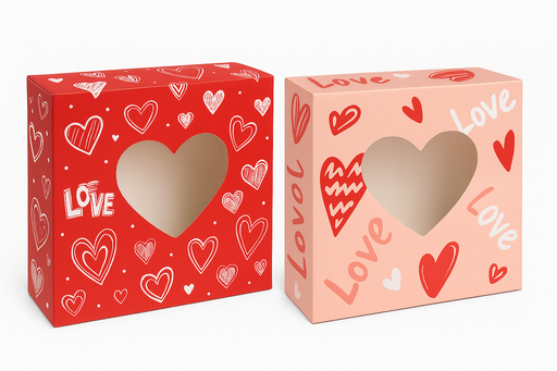 Caja Rectangular con Visor de Corazon 20x12x7 Und Varios Modelos