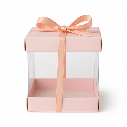 [CAJ-ACE-GEN-C5556] Cajita de Acetato para Bodas Und con Borde Rosado