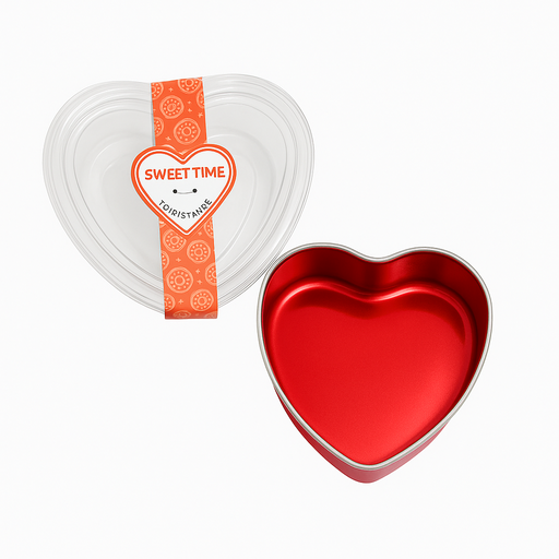 Envase de Aluminio 9oz de Corazon con Tapa Transparente Und