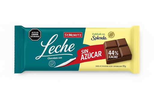 [CHO-LEC-STM-BASE1] Chocolate de Leche sin Azucar Endulzado con Splenda 100gr Und ST MORITZ