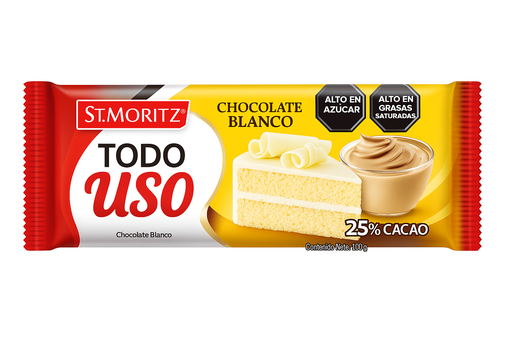 [CHO-BLA-STM-BASE1] Chocolate Blanco Todo Uso 100gr Und ST MORITZ