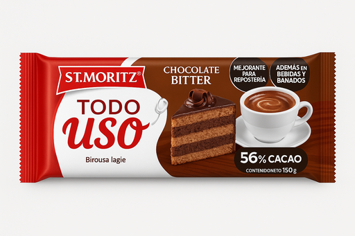 [CHO-TOD-STM-BASE1] Chocolate Todo Uso Bitter 100gr Und ST MORITZ