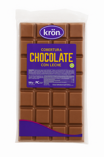 [TAB-COB-KRO-BASE2] Tableta de Cobertura Sabor a Chocolate con Leche 500gr Und KRON