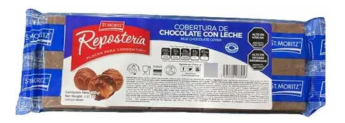 [TAB-COB-STM-BASE2] Tableta Cobertura de Chocolate con Leche 250gr ST MORITZ