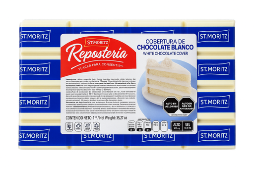 [TAB-COB-STM-BASE3] Tableta Cobertura de Chocolate Blanco 1kg Und ST MORITZ