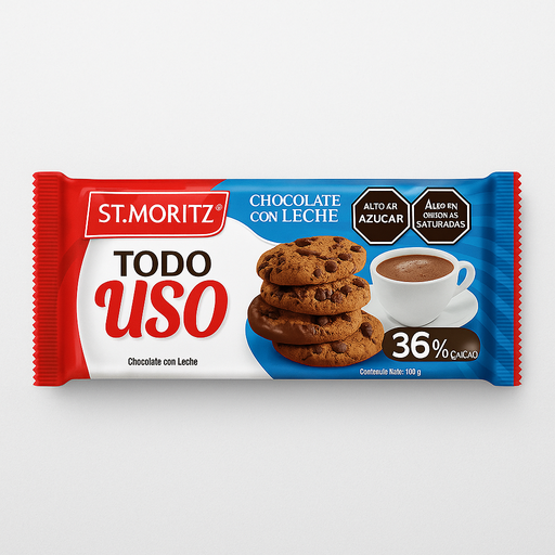 [CHO-LEC-STM-BASE3] Chocolate con Leche Todo Uso 100gr Und ST MORITZ