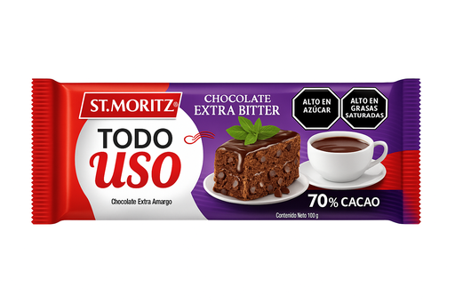 [CHO-EXT-STM-BASE4] Chocolate Extra Bitter Todo Uso 100gr Und ST MORITZ