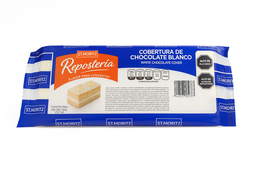 [TAB-COB-STM-BASE6] Tableta de Cobertura Chocolate Blanco 250gr Und ST MORITZ