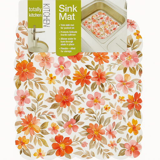 [TAP-FRE-TOT-BASE4] Tapete para Fregadero Diseño Blanco con Flores Verdes Und TOTALLY KITCHEN