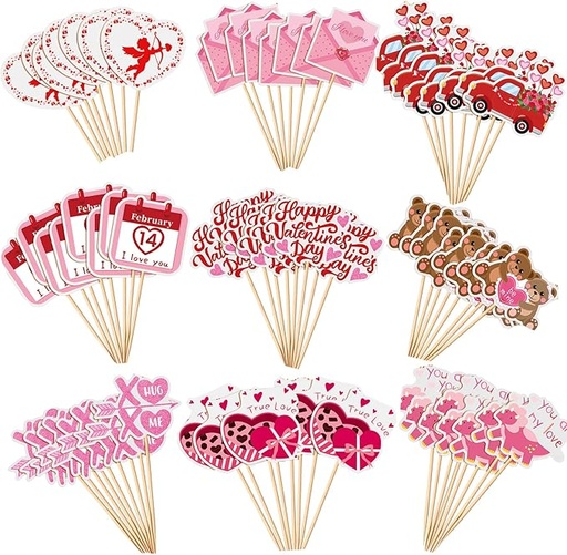[TOP-CUP-GEN-BASE1] Toppers para Cupcakes San Valentin 49 Unds 