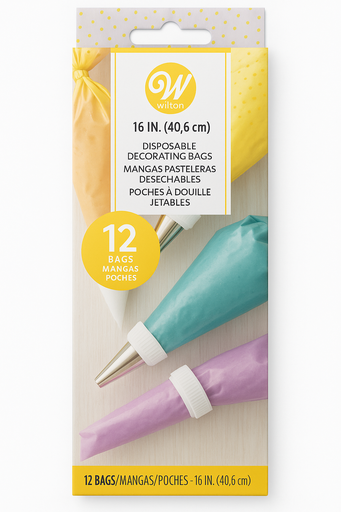 [SET-MAN-WIL-BASE1] Set de Mangas Pasteleras Desechables para Decoracion de Plastico 12 Unds WILTON