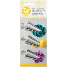 [SET-BOQ-WIL-BASE1] Set de Boquillas Decorativas Extragrandes Plateados 3 Unds WILTON