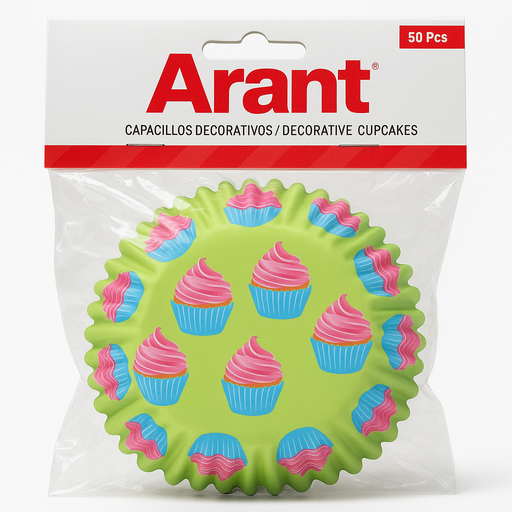[CAP-VER-ARA-BASE1] Capacillos #11 Verde con Cup Cakes 50 Unds ARANT