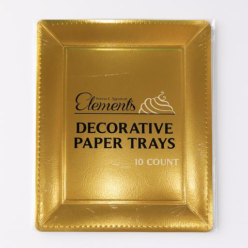 [SET-PLA-HAN-BASE1] Set de Platos de Carton Rrectangulares 12x16 Pulgadas Dorado 2 Unds HANNA K. SIGNATURE ELEMENTS