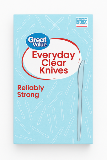 [SET-CUC-GRE-BASE2] Set de Cuchillos Desechables Transparentes 48 Unds GREAT VALUE