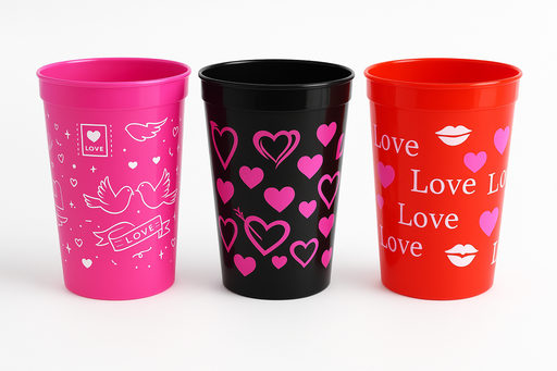 Vaso Plastico de Corazones Und