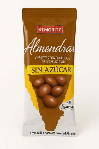[GRA-ALM-STM-BASE2] Grageado Sin Azucar Almendras de Chocolate con Leche 40gr Und ST MORITZ