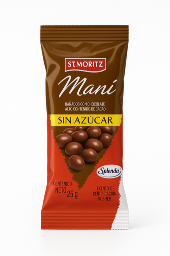 [GRA-SIN-STM-BASE2] Grageado Sin Azucar Mani y Chocolate con Leche 40gr ST MORITZ