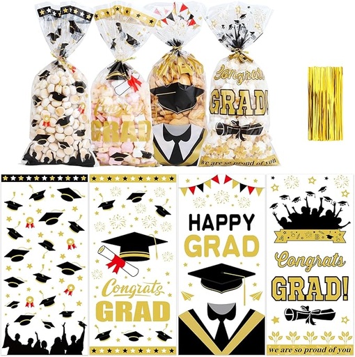 [BOL-CEL-GEN-BASE28] Bolsas de Celofán para Graduación 27.5x12.5cm Und con Lazo Giratorio