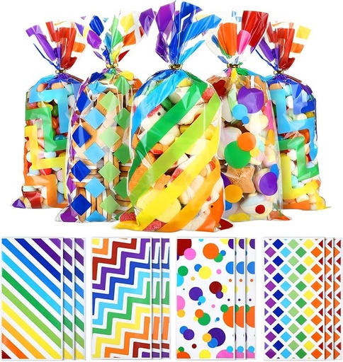 [BOL-CEL-GEN-BASE20] Bolsas de Celofan Diseños de Arcoiris 27.5x12.5cm Und Varios Modelos con Lazo Giratorio