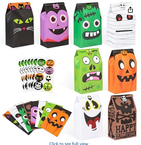 [BOL-PAP-GEN-BASE1] Bolsas de Papel Halloween con Stickers Und Varios Modelos