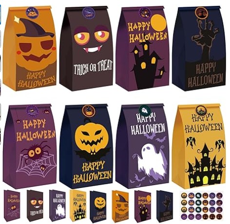 [BOL-PAP-GEN-BASE14] Bolsas de Papel 22x13cm Halloween Und Varios Diseños