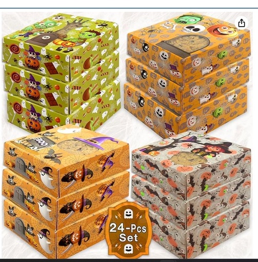 [CAJ-DUL-GEN-BASE20] Caja 1 Dulce Halloween 12.5x12.5x6cm con Visor Und Varios Modelos