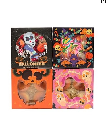 [CAJ-CUA-GEN-BASE60] Caja Cuadrada para Dulce 15x15x8cm Halloween con Visor Und Varios Modelos