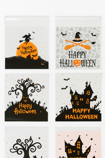 [BOL-CEL-GEN-BASE30] Bolsas de Celofan con Adhesivo 10x10cm Halloween Y Graduacion Und Varios Diseños