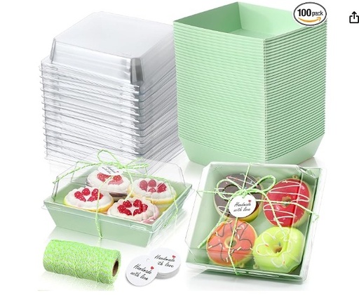 [BAN-CUA-GEN-BASE26] Bandeja Cuadrada Charcutera con Tapa Transparente/Base Verde Claro Und Desechable 