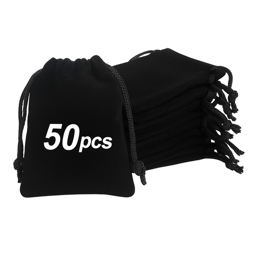 [BOL-TER-GEN-BASE17] Bolsa de Terciopelo Pesado 9x8cm Und con Cordon Negro