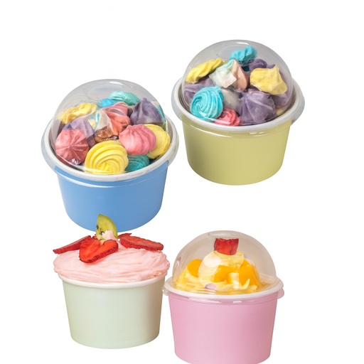 [TIN-COT-SEL-BASE1] Tina Tipo Cotillon 8oz con Tapa Domo Paq x 8 Unds SELVA  Varios Colores