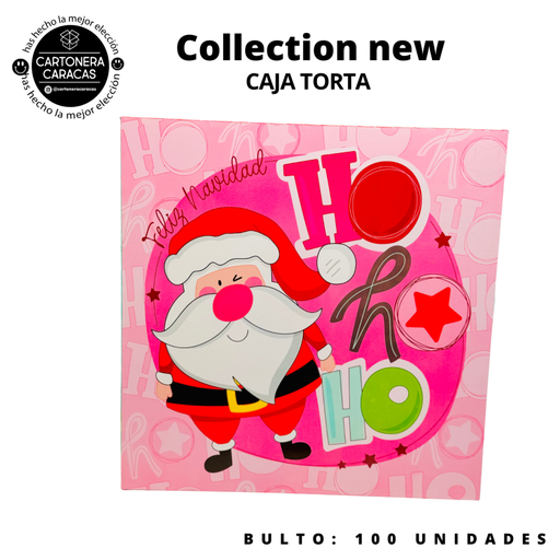 Caja de Torta Navidad Rosado Ho Ho Und CARTONERA CARACAS