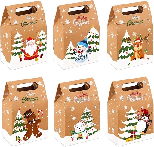 [BOL-COT-GEN-BASE14] Bolsa Cotillon Navideña Tipo Kraft 13x10x6cm Und Varios Diseños