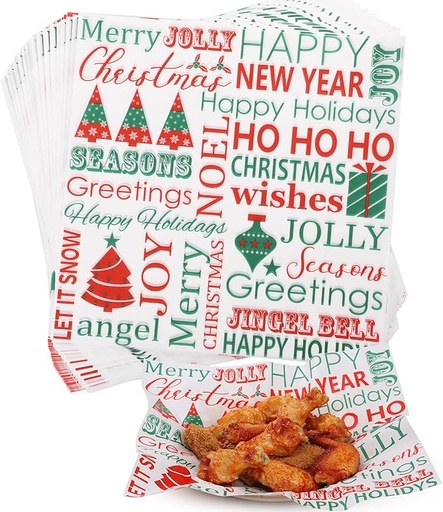 [PAP-PRU-GEN-BASE5] Papel a Prueba de Grasa de Navidad 30x30cm Und Varios Diseños