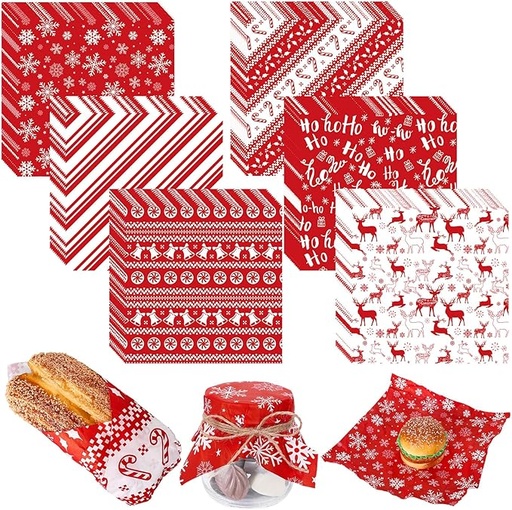 [HOJ-PAP-GEN-BASE4] Hoja de Papel de Cera Navideño 30.5x30.5cm Und Varios Diseños