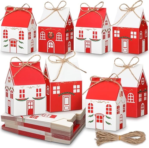 [MIN-CAJ-GEN-BASE2] Mini Caja de Regalo de Casa Roja 10.5x5cm Und Doble Diseño