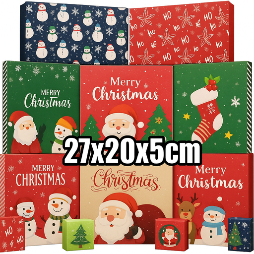[CAJ-MED-GEN-BASE3] Caja Mediana de Regalo Tipo Kraft de Navidad 27x20x5cm Und Varios Diseños