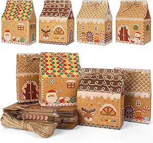 [CAJ-CAS-GEN-BASE2] Caja de Casita de Jengibre Kraft 12x9x7cm Und Variadas 