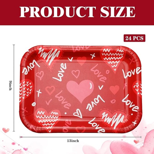 [BAN-ROJ-GEN-BASE1] Bandeja Roja Rectangular LOVE Und 