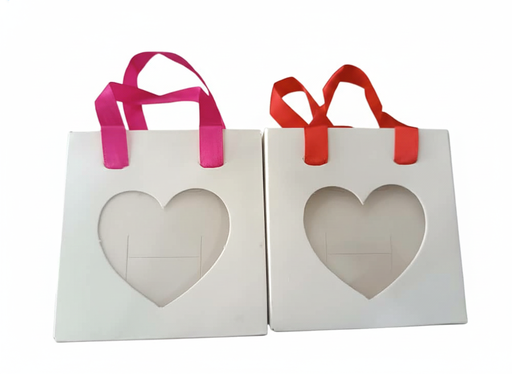 [CAJ-ACC-GEN-BASE1] Caja Para Accesorios con Visor de Corazon y Asa 8.5x8.5x2.5cm Und Blanca 