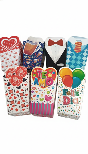 [CAJ-COT-GEN-BASE3] Caja Cotufera con Relieve 13x8x7cm Und Varios Diseños