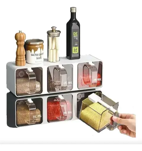 Organizador de cocina pegable de pared porta condimentos plástico 27x8x8 cm UND marca DAXUZ