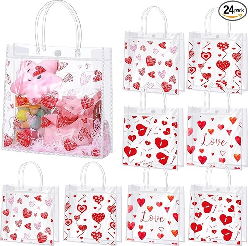[BOL-TRA-GEN-BASE10] Bolsa Transparente Con Asa San Valentin  17.5x20x8cm Und Varios Modelos