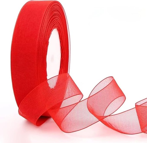 [CIN-ROJ-GEN-BASE1] Cinta Roja de Organza 4cm Und 